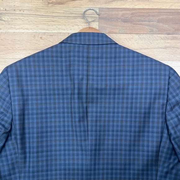 Men's Ted Baker Endurance 100% Wool Plaid Blazer‎ Sport Coat Navy 42R READ - Picture 12 of 13